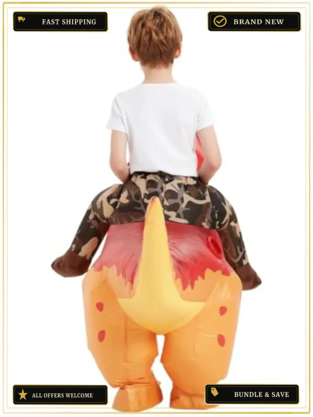 Inflatable Dinosaur Costume Kids Blow Up T-Rex Fancy Dress Halloween